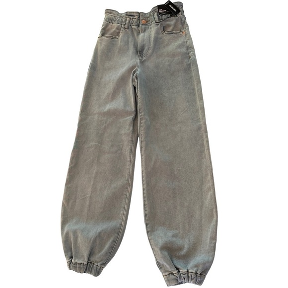 Express Super High Waisted Light Denim Joggers - Picture 1 of 6